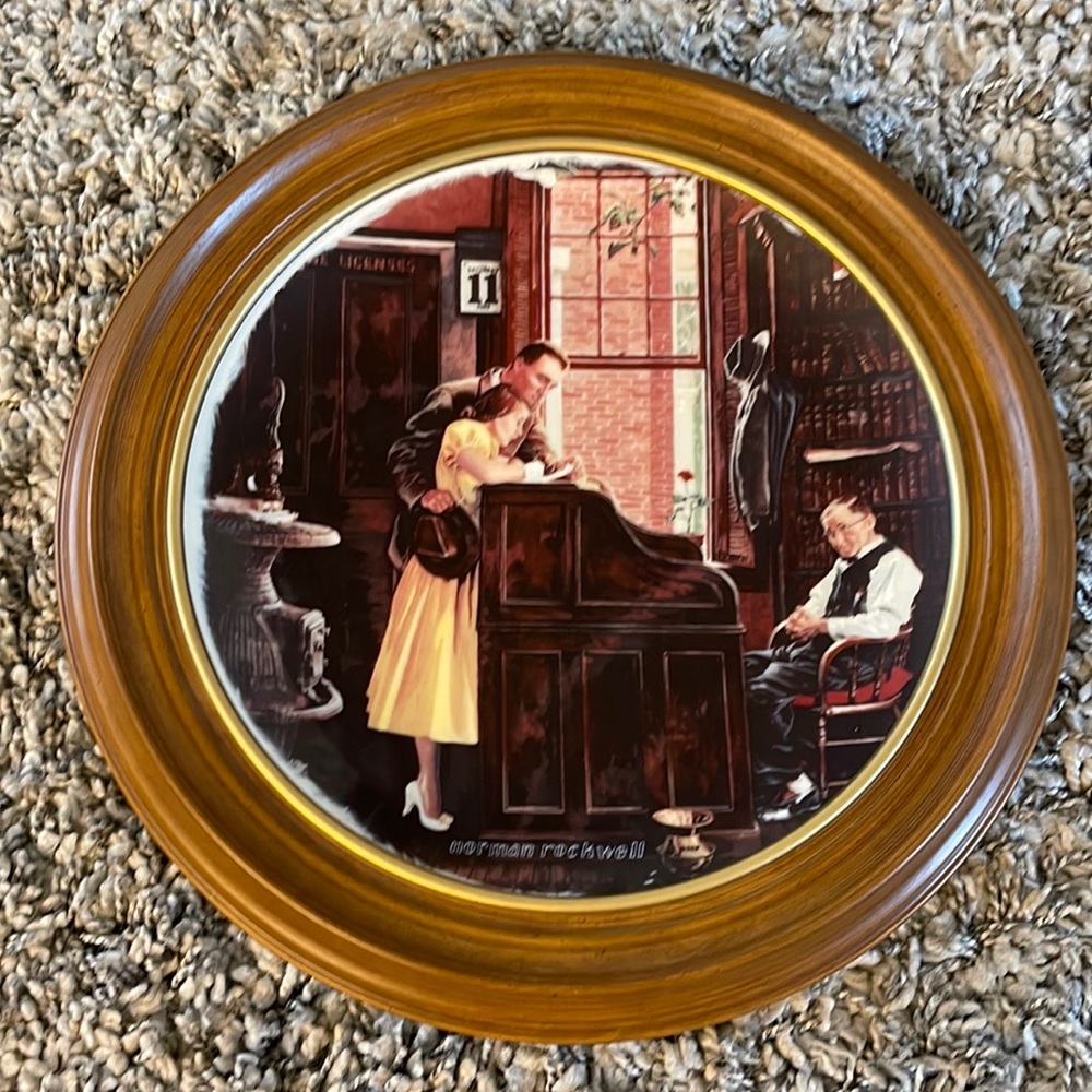 Norman Rockwell painting on plate